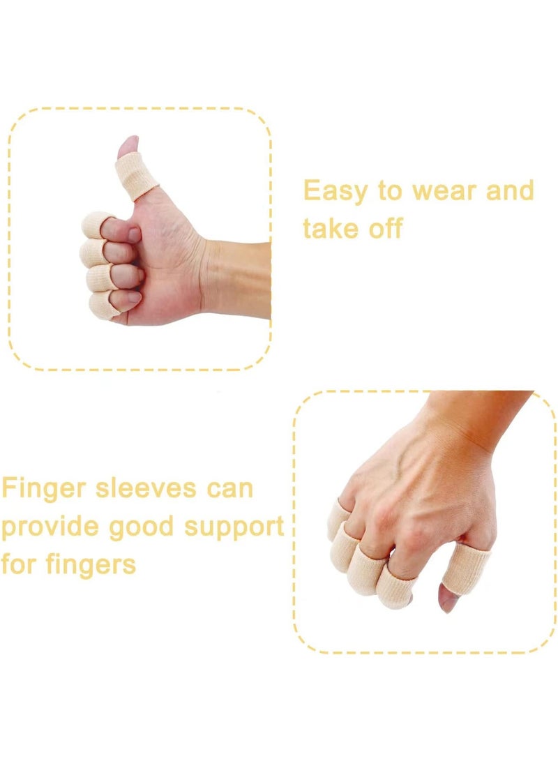 Finger Sleeves, Thumb Splint Brace For Finger Support, Breathable Elastic Finger tape, Compression pression Protector For Reliving Pain, Triggger Finger, Compression Aid For Sports, 10PCS (Beige) - Image 4